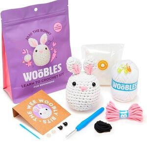 The Woobles Jojo the Bunny Crochet Kit - White & Pink